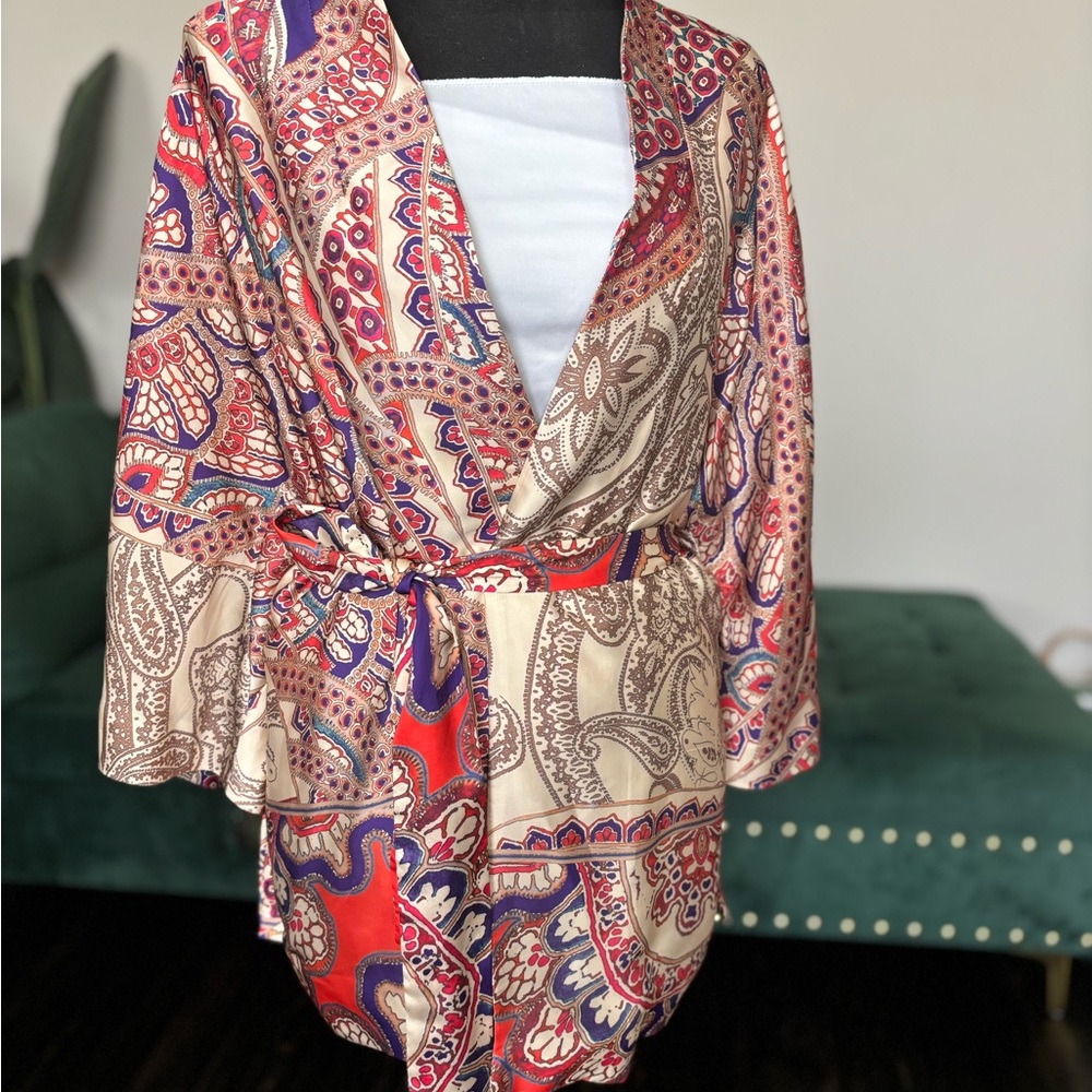 Zara Multicolor Paisley Kimono Jacket